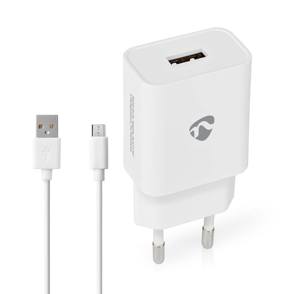 Vægoplader | 12 W | Hurtigopladningsfunktion | 1x 2.1 A A | Antal output: 1 | USB-A | Micro USB (Loose) kabel | 1.00 m | Single Voltage Output