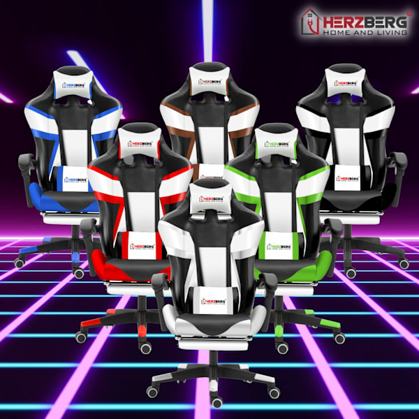 Herzberg HG-8082: Trefärgad spel- och kontorsstol med T-formad Accent Red