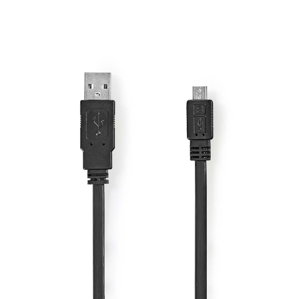 USB-kabel | USB 2.0 | USB-A Hane | USB Micro-B Hane | 480 Mbps | Nickelplaterad | 1.00 m | Platt | PVC | Svart | Plastpåse