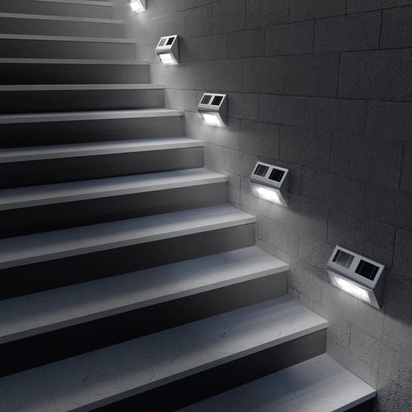LED solcellevæglampe, rustfrit stål, IP65 vandtæt