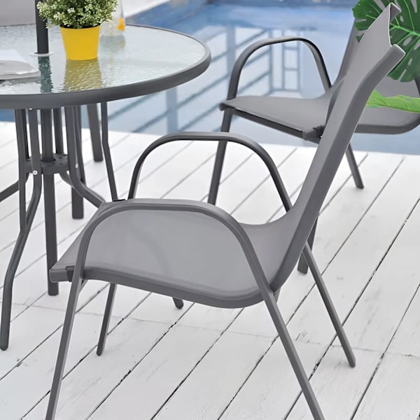 Set med 4 trädgårdsstolar för terrass eller balkong Grå MultiGarden