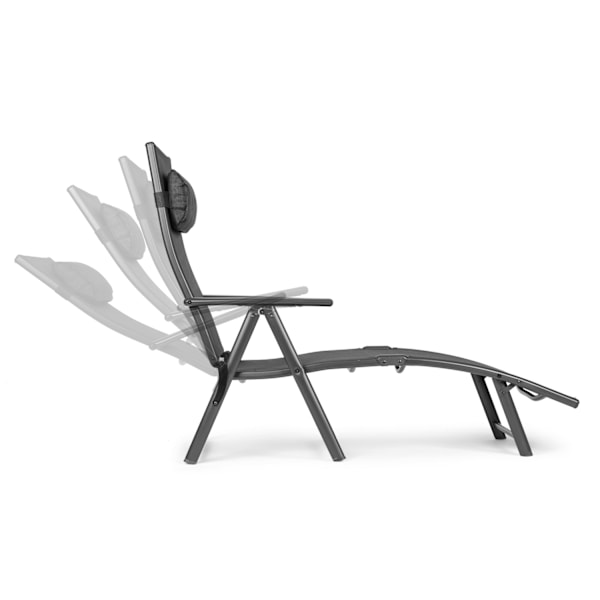 Sammenklappelig strandhaveseng, justerbart ryglæn, stålstel, grå, MultiGarden