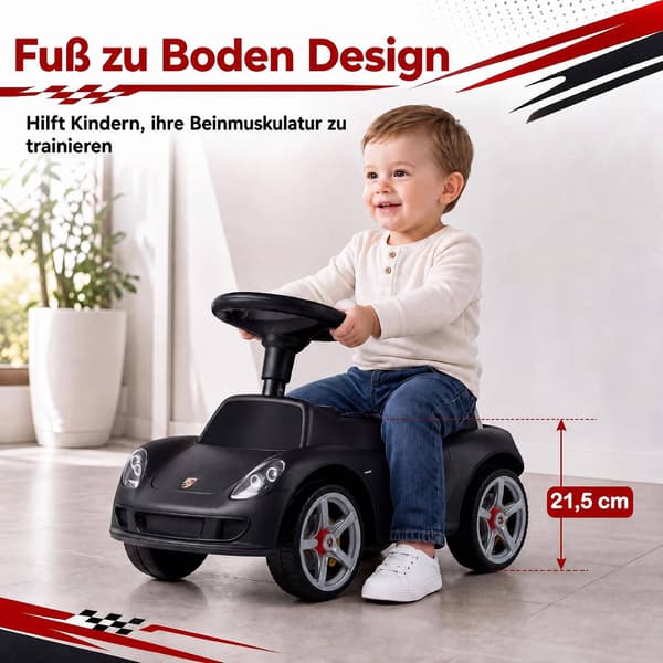 Børnebil med horn og lyd, Porsche-licenseret