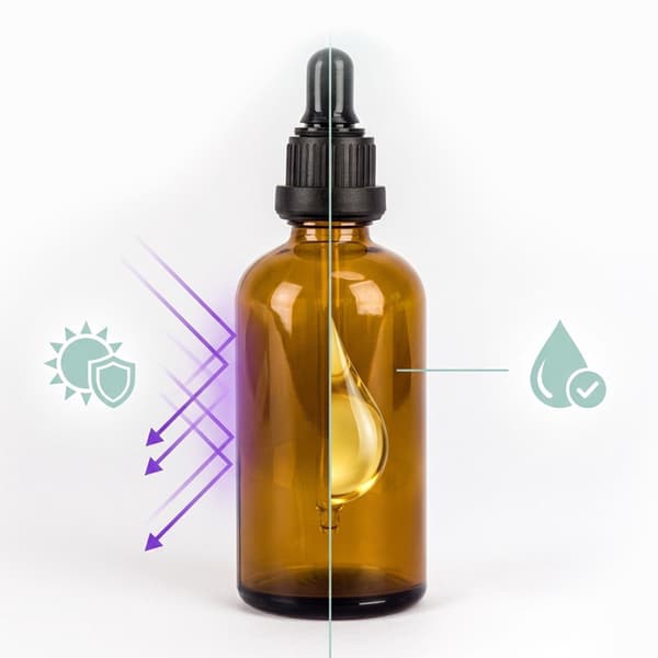 Ravfarvede glasdråbeflasker, 100 ml, sæt med 12 stk.