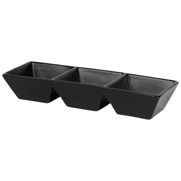 Keramisk delt snackskål, sort, 29 cm, tredobbelt sektion
