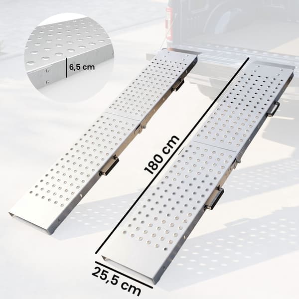 Hopfällbara lastramper i metall, set om 2, 400 kg kapacitet