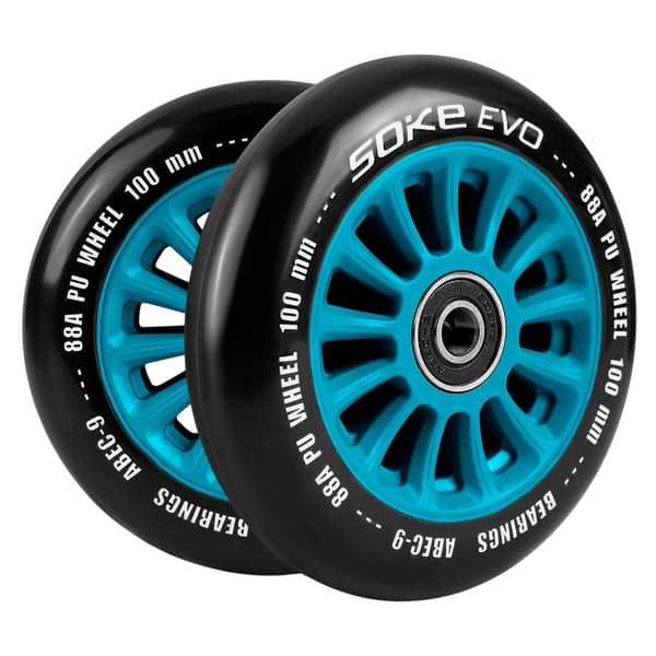 Blåa hjul till sparkcykel 100 mm, 2-pack