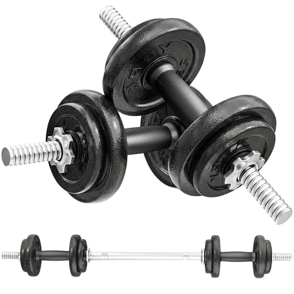 Justerbart hantel- och skivstångsset, 20 kg, halkfritt grepp