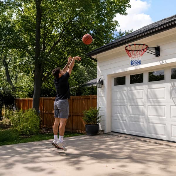 45 cm väggmonterad basketkorg med trefärgat nät
