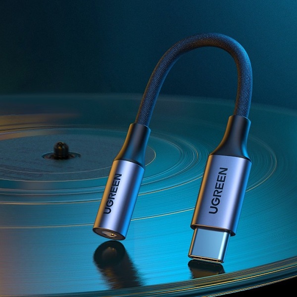 USB-C till 3,5 mm Mini Jack 10 cm hörlursadapter - svart