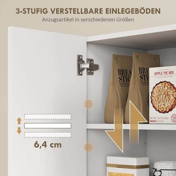 Köksskåp med öppna hyllor, vinställ, vit MDF