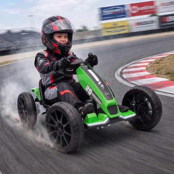 Elektrisk gokart för barn 12V med 2 motorer och mjukstart, grön