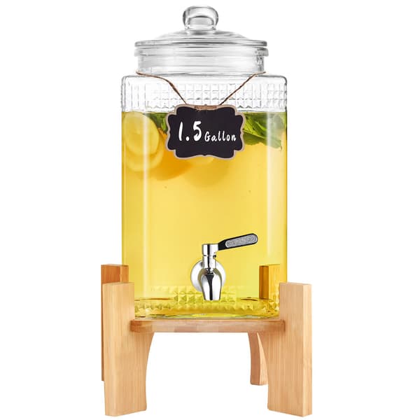 Glas drikkevaredispenser 1,5 gallon med stativ, tap