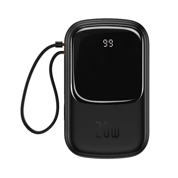 Powerbank med snabbladdning 20000mAh 20W QC-PD-SCP-FCP-kabel Iphone Lightning black
