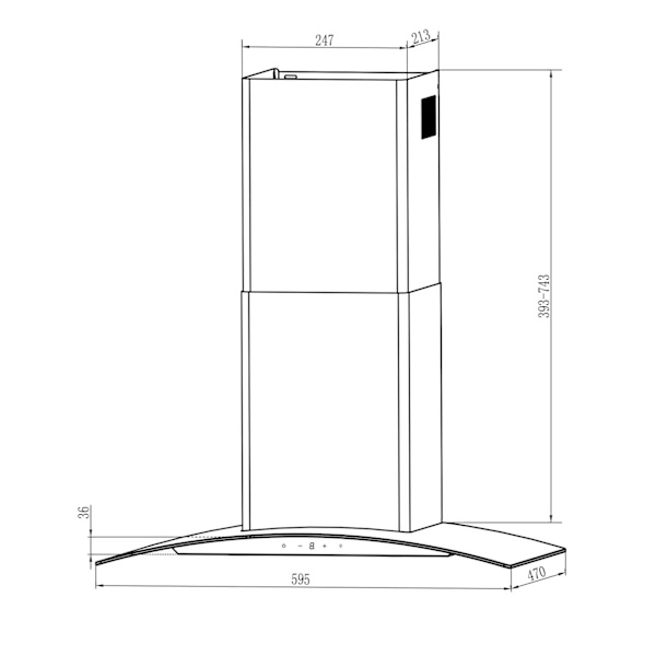 Elegant Emhætte 60 cm Sort Berdsen BT-216