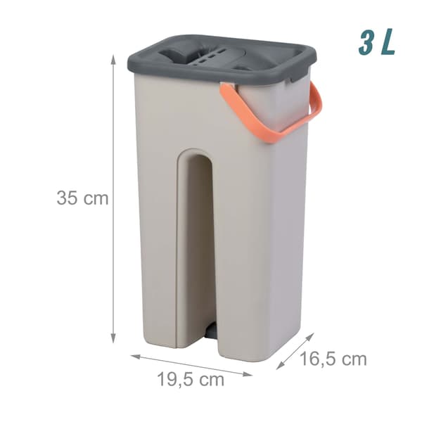 Plattmoppset med hink med 2 kammare och mikrofiberdynor