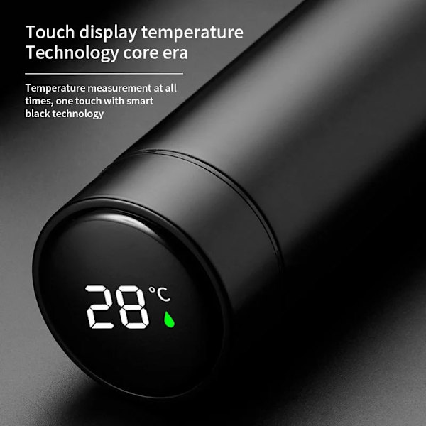 Herzberg rostfritt stål termovakuumflaska med smart temperaturdisplay - 500 ml silver