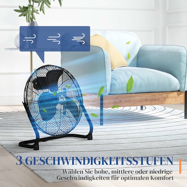 Pöytätuuletin Sähkötuuletin 3 nopeustasolla, 120° säädettävä kulma kotiin, toimistoon, makuuhuoneeseen, musta |