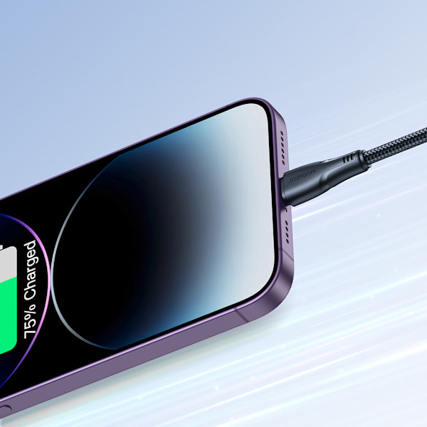iPhone USB - Lightning kabel 2,4A 0,25m sort