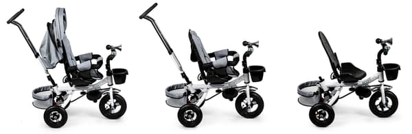 360° Roterande Trehjuling Deluxe med Canopy Grey ECOTOYS