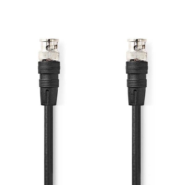 BNC videokabel | BNC Han | BNC Han | Nikkelplateret | 75 Ohm | 2.00 m | Runde | PVC | Sort | Label