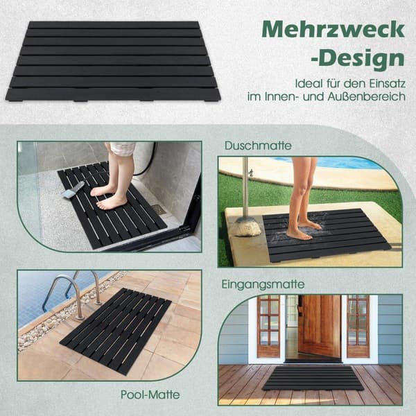 Gulvelement til solbruser WPC gulvplade til havebruser 100 x 60 x 2,5 cm sort