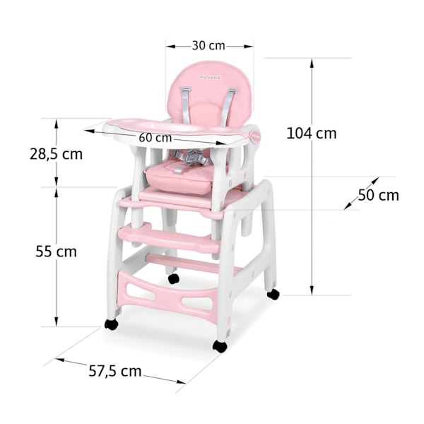Multifunktionel 5-i-1 spisestuestol Sinco, Pink