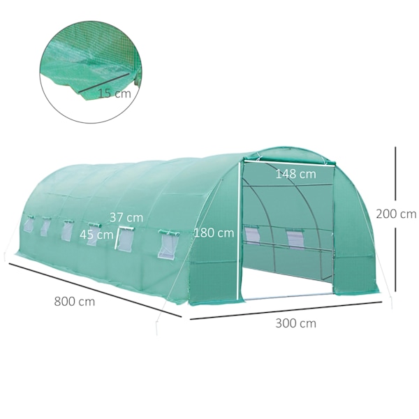Film växthus tomat växthus växthus film tunnel 800x300x200cm med fönster för optimal växtodling