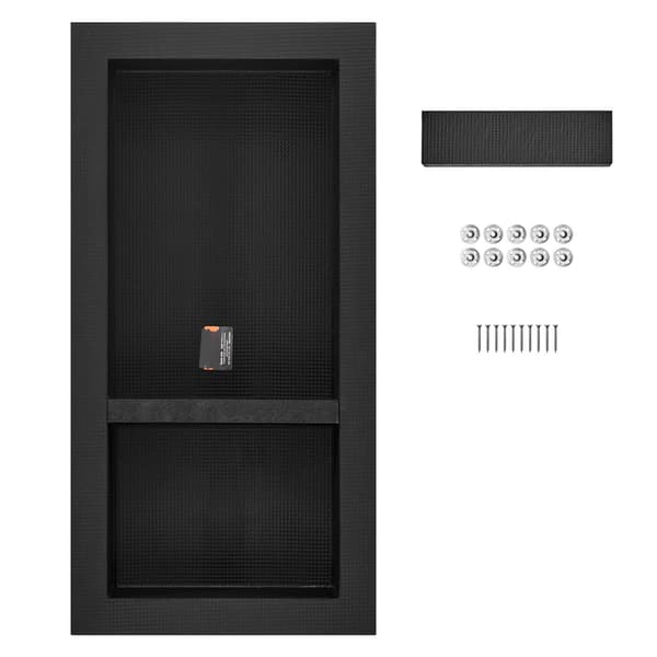 Duschnisch för kakel, 40x80 cm, dubbel hyllplan, svart