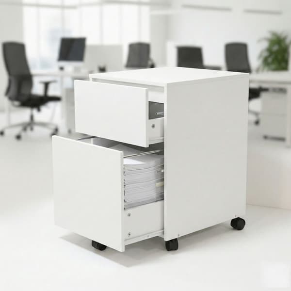 Arkistokaappi riippukansioilla ja pyörillä