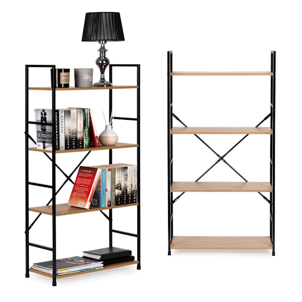 Modern bred trähylla med 4 hyllplan LOFT