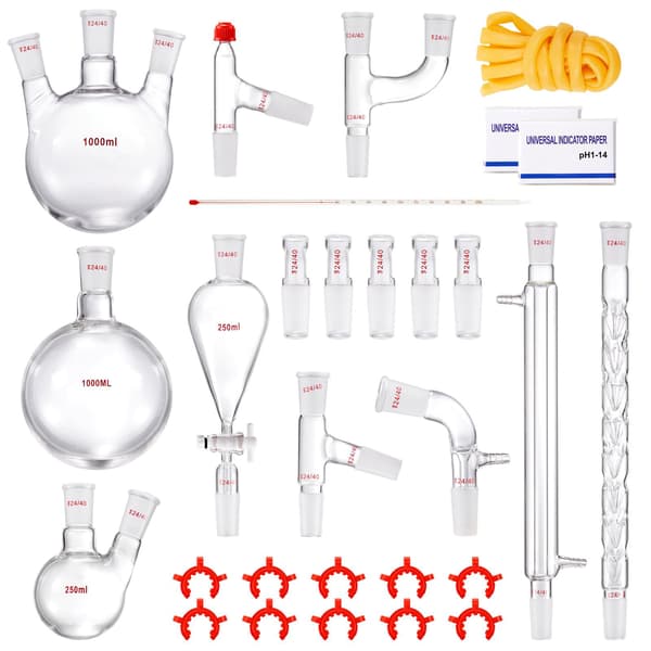 Labdestillationskit, 24/40-kopplingar, 1000 ml, 29 delar