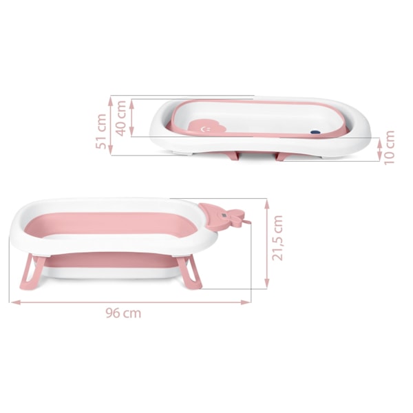 Babybadekar med termometer og indsats RK-282 hvid/pink