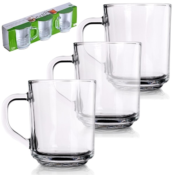 Set med tre glas med handtag - Tjockt glas, mikrovågssäkra