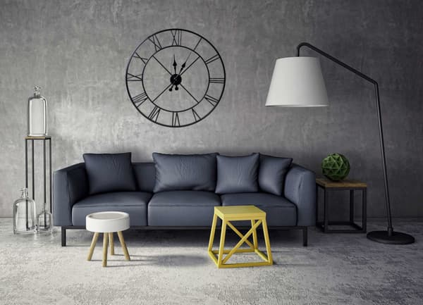 Stor väggklocka i metall, 80 cm diameter, svart