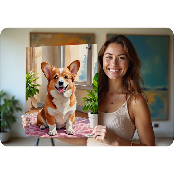 Maleri efter tal 40x50 cm Massido Corgi hund