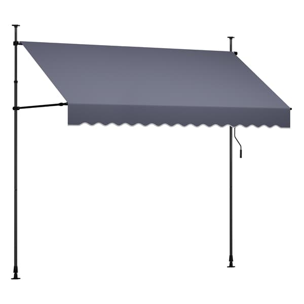 Manuell utfällbar markis, 300 cm, höjdjusterbar, mörkgrå