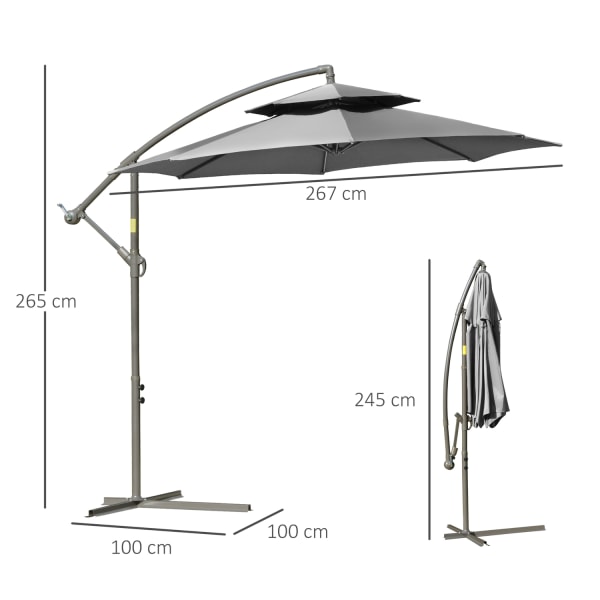 Parasoll Fribärande Paraply Ø2,67 X 2,45 M Vevparaply Med Dubbel