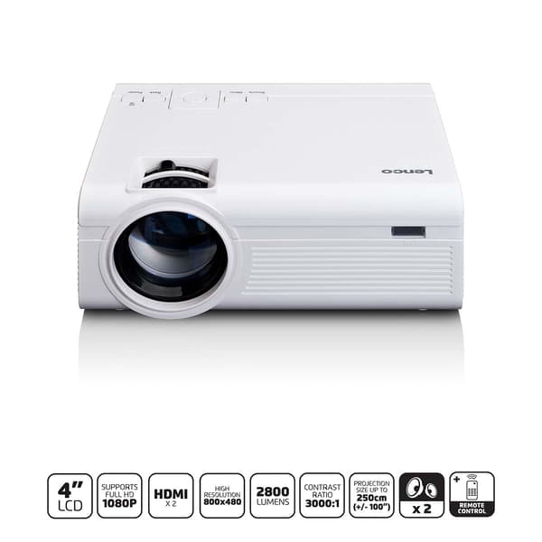 LCD-projektor med hög upplösning, stöder Full HD 1080P innehåll Vit