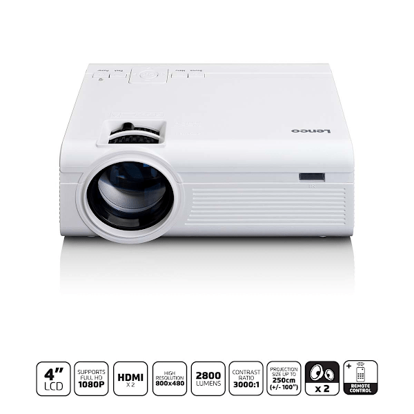 LCD-projektor med hög upplösning, stöder Full HD 1080P innehåll Vit Vit