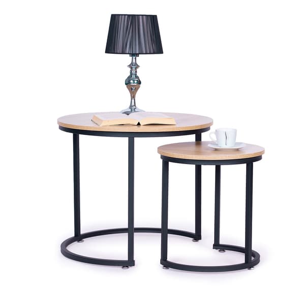 Sæt med 2 sofaborde, rundt Loft design