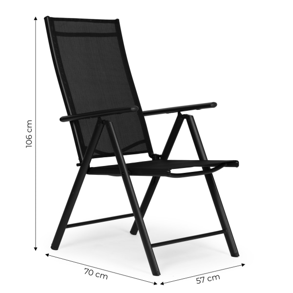 Sarja 2 kokoontaitettavaa teräksistä puutarhatuolia säädettäväll