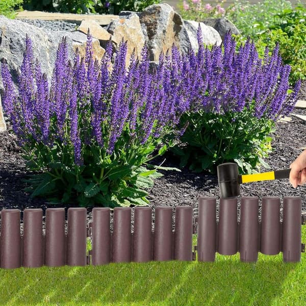 Trädgårdskant Brun 280 cm – 10 delar, UV-resistent