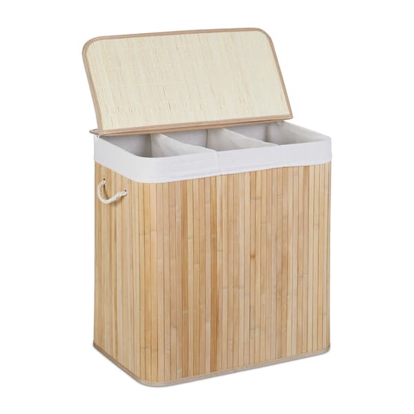Bambu tvättkorg 3 fack