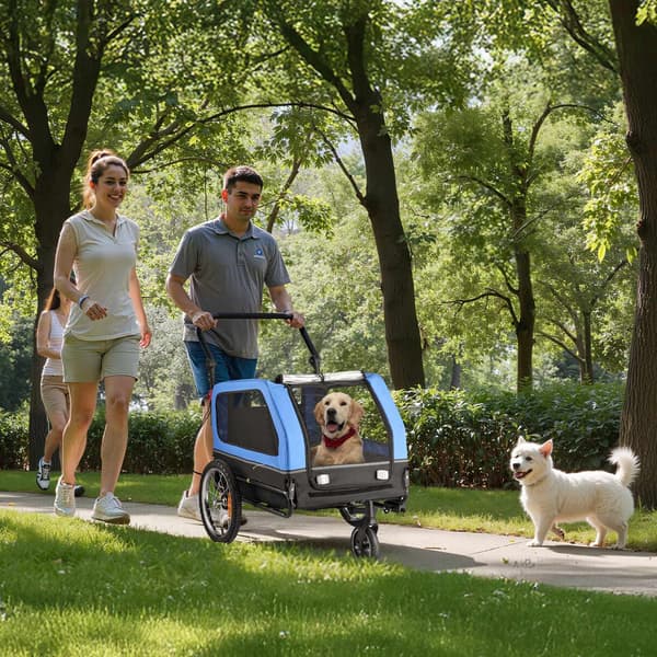 Hundecykeltrailer, 2-i-1 klapvogn, 40 kg kapacitet