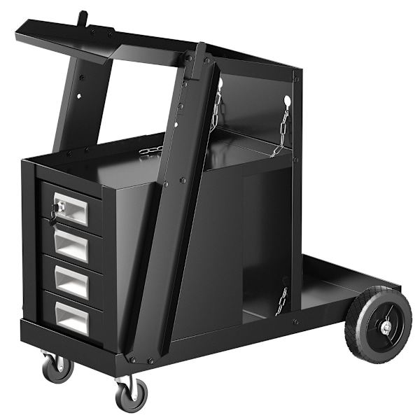 Hitsausvaunu 4 laatikolla ja kaasupulloteline 71 x 38 x 71 cm musta