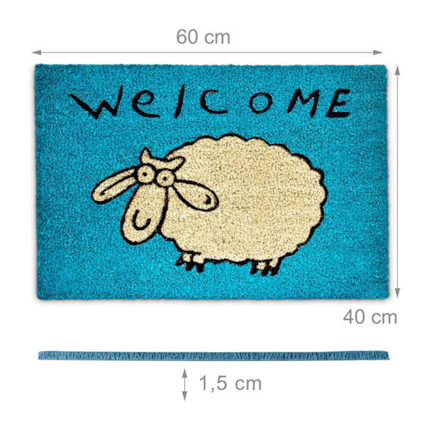 Ovimatto kookoskuitu "Welcome" muuttuu siniseksi