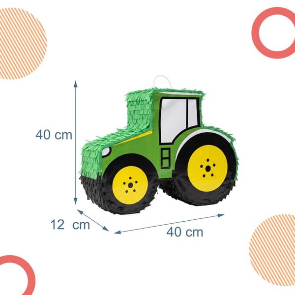 Traktor Piñata Sæt med Pind & Maske – Grøn