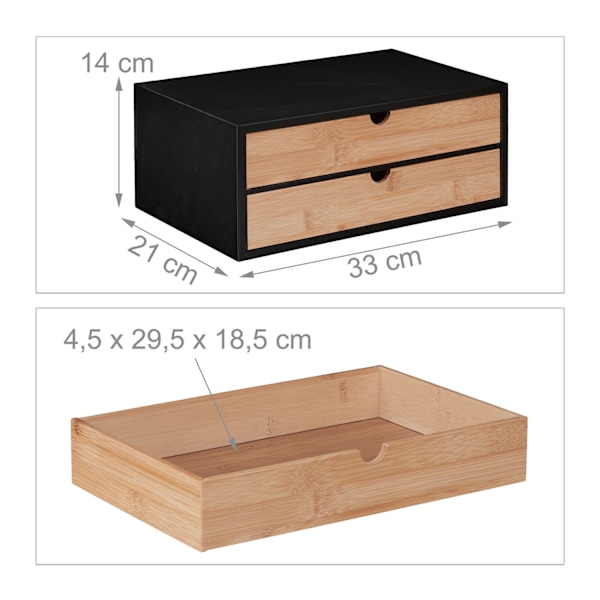 Skuffeboks i bambus & MDF 2 rum
