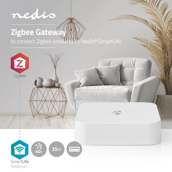 SmartLife Gateway | Zigbee 3.0 | 40 Enheter | USB ström | Androi